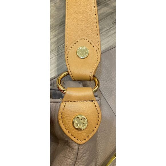 Emma Fox Gray/Beige Large Shoulder Leather Handbag Purse - Picture 7 of 8